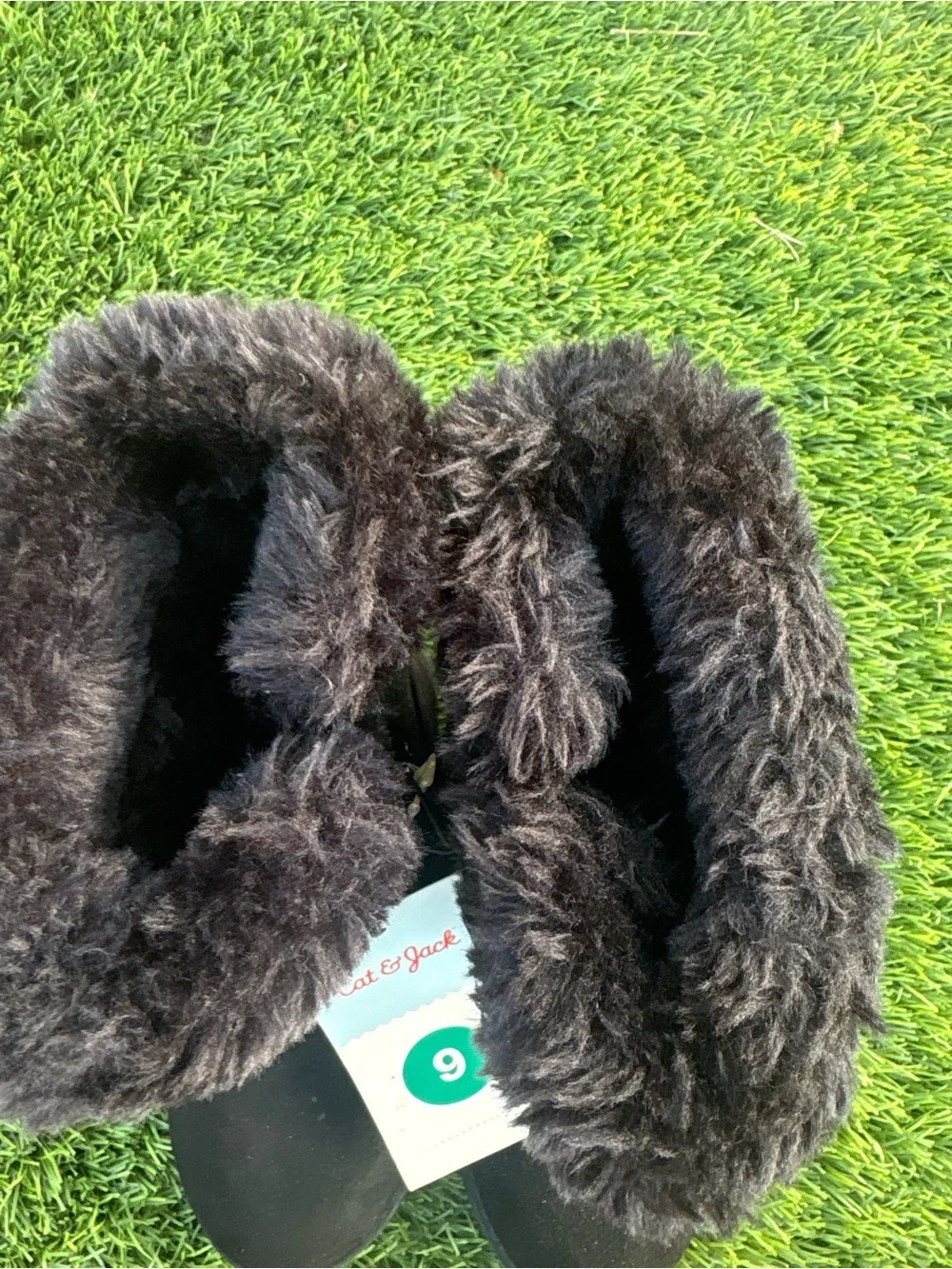 Cat & Jack Black Faux-Fur Kids Boots